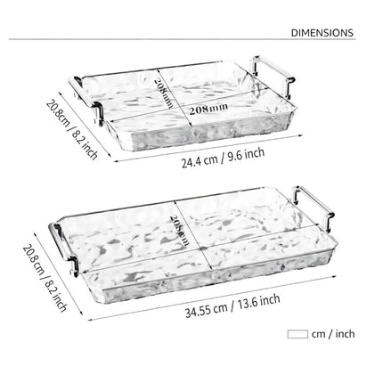 Clear Water Ripple Acrylic Trays with Handles 2 Pack