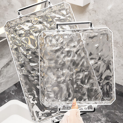 Clear Water Ripple Acrylic Trays with Handles 2 Pack