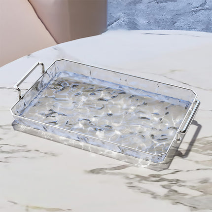 Clear Water Ripple Acrylic Trays with Handles 2 Pack