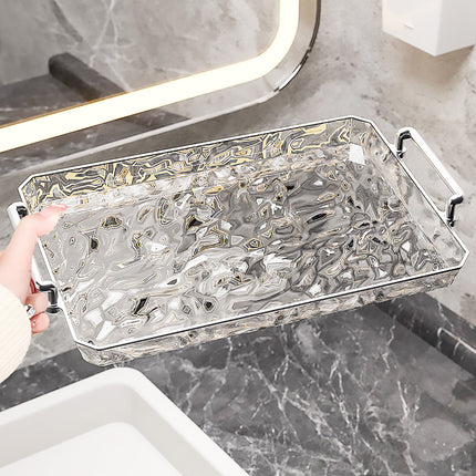 Clear Water Ripple Acrylic Trays with Handles 2 Pack