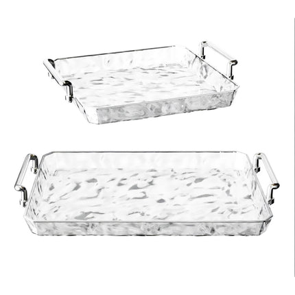 Clear Water Ripple Acrylic Trays with Handles 2 Pack