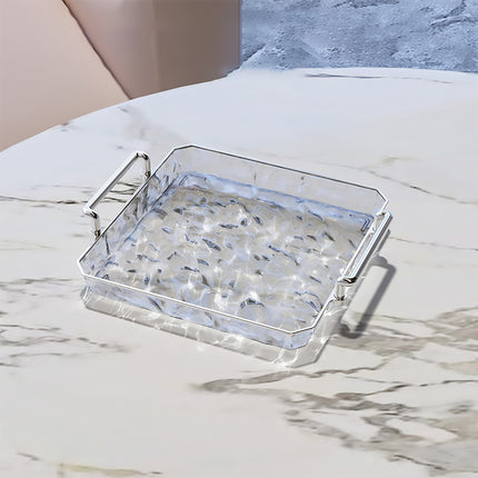 Clear Water Ripple Acrylic Trays with Handles 2 Pack