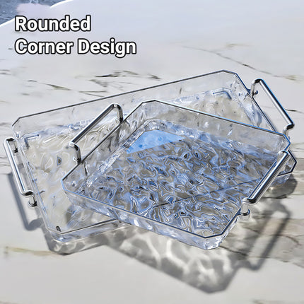 Clear Water Ripple Acrylic Trays with Handles 2 Pack