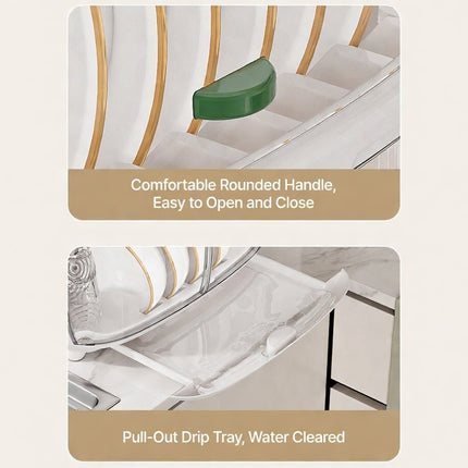 2 Tier Dustproof Dish Drying Rack with Clear Covers