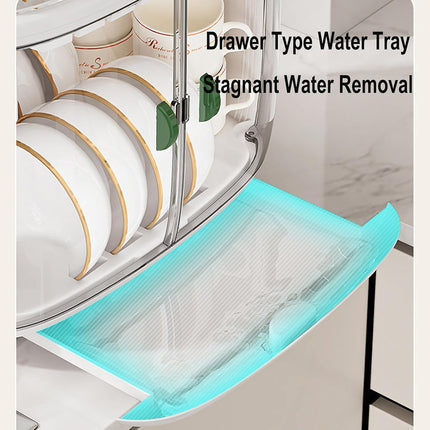 2 Tier Dustproof Dish Drying Rack with Clear Covers