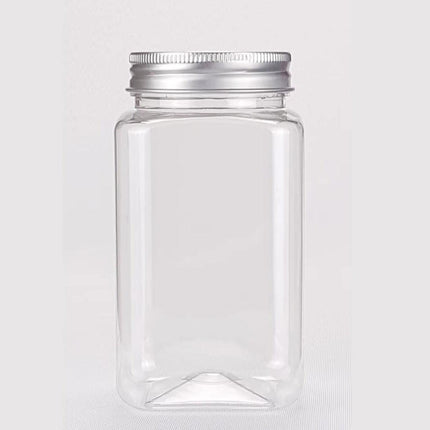 20pcs Square Transparent Plastic Bottle with Aluminum Cap Sealed Jar for Food