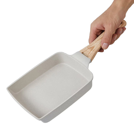 Beige Tamagoyaki Egg Pan Square Nonstick with Spatula