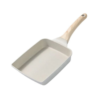 Beige Tamagoyaki Egg Pan Square Nonstick with Spatula
