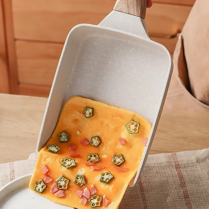 Beige Tamagoyaki Egg Pan Square Nonstick with Spatula