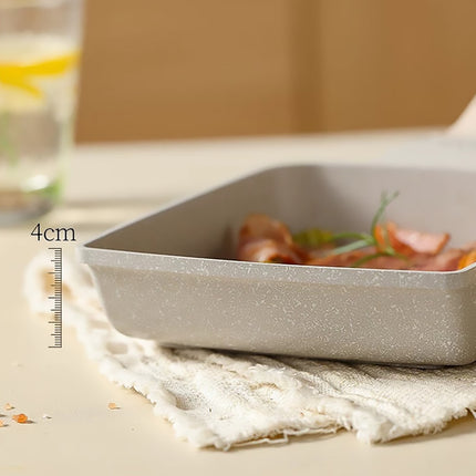 Beige Tamagoyaki Egg Pan Square Nonstick with Spatula