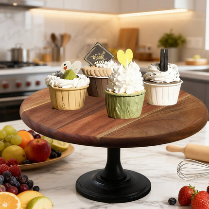 Wooden Cake Display Stand 11.8 Inch Round Aesthetic for Dessert Party Wedding