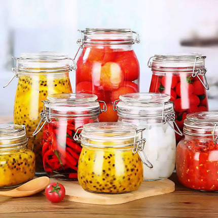 Clip On Glass Storage Jars 500ml or 1000ml 6 Pack