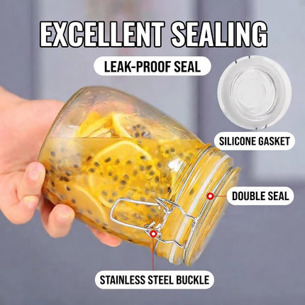 Clip On Glass Storage Jars 500ml or 1000ml 6 Pack