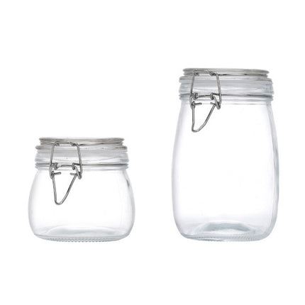 Clip On Glass Storage Jars 500ml or 1000ml 6 Pack
