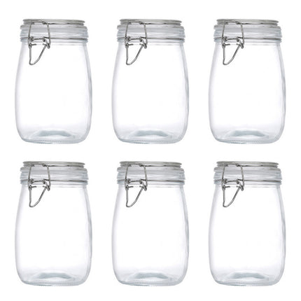 Clip On Glass Storage Jars 500ml or 1000ml 6 Pack