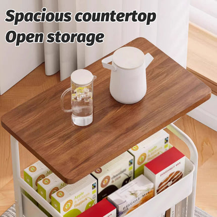 Multi Layer Coffee Table Sturdy Rolling Caster Wheels Versatile Home Storage Use