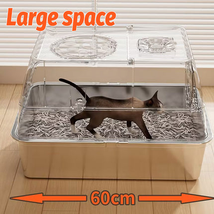 Cat Litter Box Fully Enclosed Flip Top Design Large Size Covered Toilet for Pets