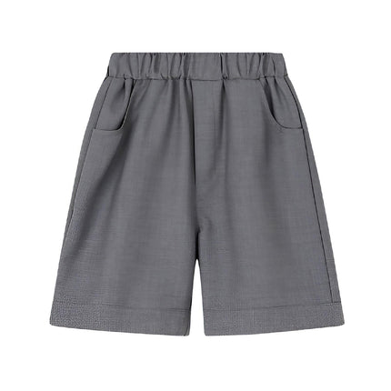 Grey Kids Boys Summer Shorts Casual Sport Elastic Waist Pants Breathable Cotton - Aimall