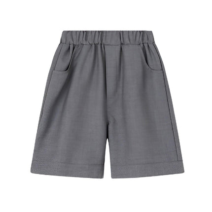 Grey Kids Boys Summer Shorts Casual Sport Elastic Waist Pants Breathable Cotton - Aimall
