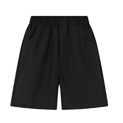 Black Kids Boys Summer Shorts Casual Sport Elastic Waist Pants Breathable Cotton - Aimall