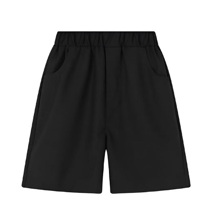 Black Kids Boys Summer Shorts Casual Sport Elastic Waist Pants Breathable Cotton - Aimall