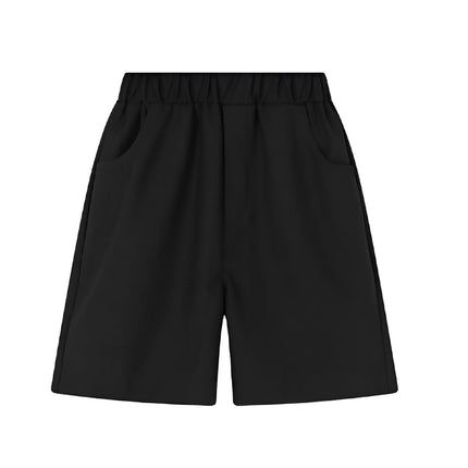 Black Kids Boys Summer Shorts Casual Sport Elastic Waist Pants Breathable Cotton - Aimall