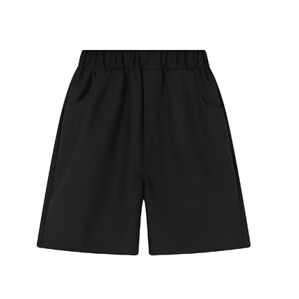 Black Kids Boys Summer Shorts Casual Sport Elastic Waist Pants Breathable Cotton - Aimall