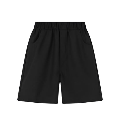 Black Kids Boys Summer Shorts Casual Sport Elastic Waist Pants Breathable Cotton - Aimall