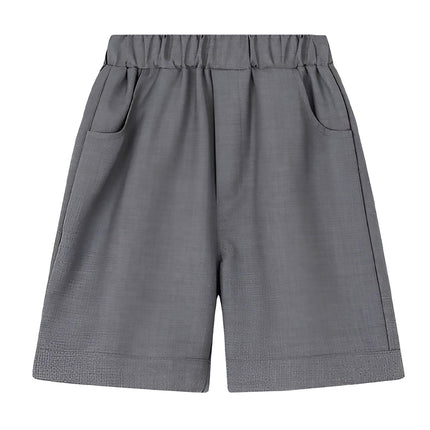 Grey Kids Boys Summer Shorts Casual Sport Elastic Waist Pants Breathable Cotton - Aimall