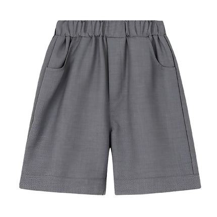 Grey Kids Boys Summer Shorts Casual Sport Elastic Waist Pants Breathable Cotton - Aimall