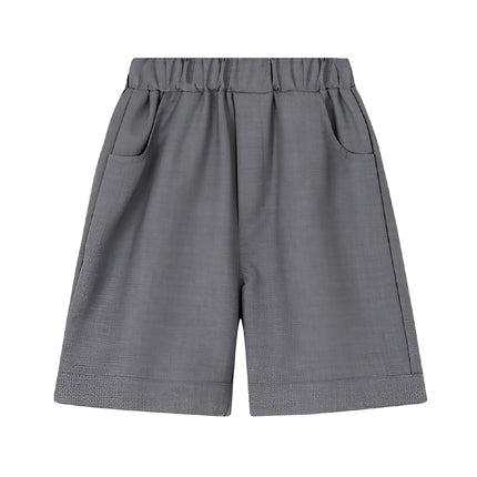 Grey Kids Boys Summer Shorts Casual Sport Elastic Waist Pants Breathable Cotton - Aimall