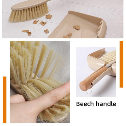 Wooden Handle Mini Brush and Dustpan Set for Desktop Cleanup Small Sweeper Set