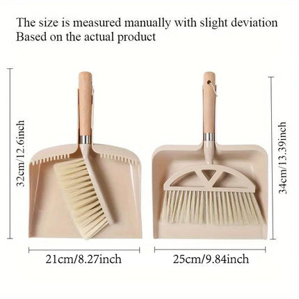 Wooden Handle Mini Brush and Dustpan Set for Desktop Cleanup Small Sweeper Set