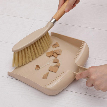 Wooden Handle Mini Brush and Dustpan Set for Desktop Cleanup Small Sweeper Set