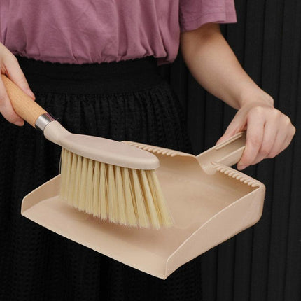 Wooden Handle Mini Brush and Dustpan Set for Desktop Cleanup Small Sweeper Set