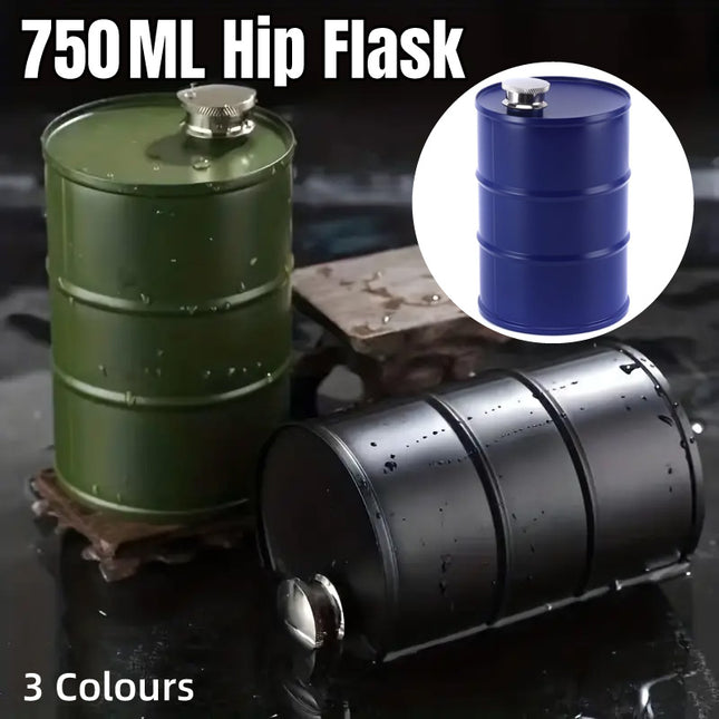 750ml Camping Wine Pot Cylindrical Stainless Steel Outdoor Wine Pot Flask