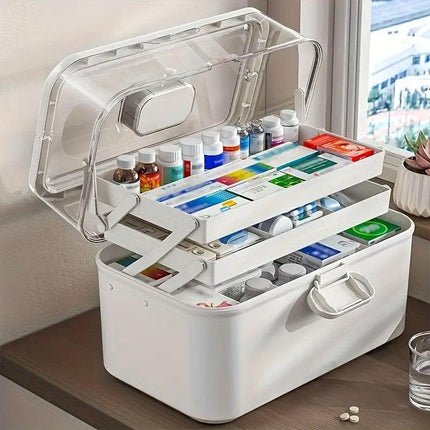 Household Transparent First Aid Kit Multi Layer Medical Storage Box Organizer