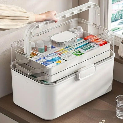 Household Transparent First Aid Kit Multi Layer Medical Storage Box Organizer