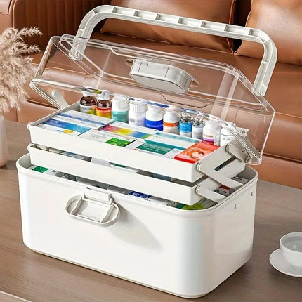 Household Transparent First Aid Kit Multi Layer Medical Storage Box Organizer