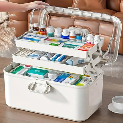 Household Transparent First Aid Kit Multi Layer Medical Storage Box Organizer