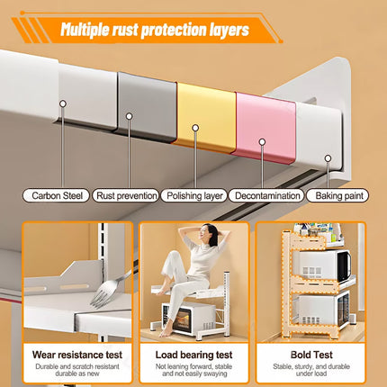 2/3Tier Microwave Oven Stand Rack Shelf Condiment Kitchen Holder Cabinet Storage