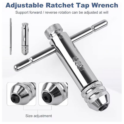 Ratchet Tap Wrench M3-M8 Adjustable T-Handle Tap Holder for Thread Repair Use