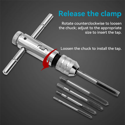 Ratchet Tap Wrench M3-M8 Adjustable T-Handle Tap Holder for Thread Repair Use
