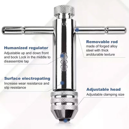 Ratchet Tap Wrench M3-M8 Adjustable T-Handle Tap Holder for Thread Repair Use