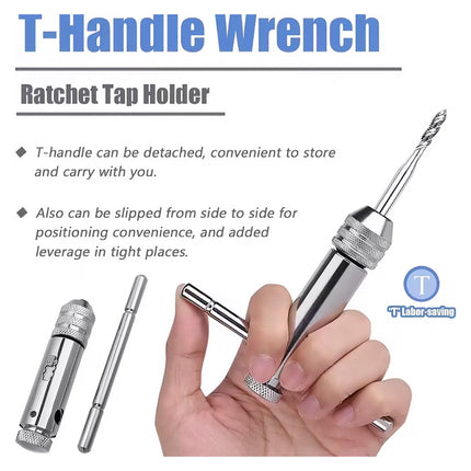 Ratchet Tap Wrench M3-M8 Adjustable T-Handle Tap Holder for Thread Repair Use