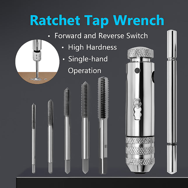 Ratchet Tap Wrench M3-M8 Adjustable T-Handle Tap Holder for Thread Repair Use