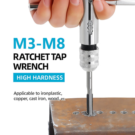 Ratchet Tap Wrench M3-M8 Adjustable T-Handle Tap Holder for Thread Repair Use