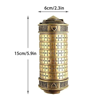 Da Vinci Code Lock Cylinder Vintage Puzzle Box Secret Compartment Bronze Style