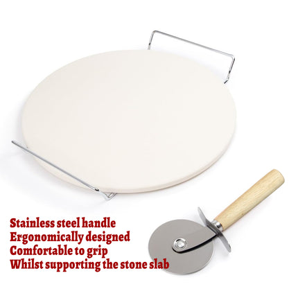 3PCS Round Pizza Stone Baking Tray for Oven Grill Pizza Bread Cooking 33x33cm