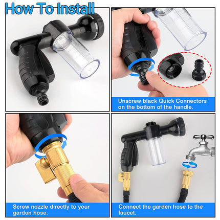 Washing Nozzle Plant Pet Hose 8-Mode Garden Car Water Foam Sprayer Soap Dispenser